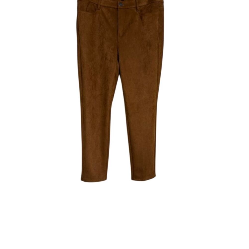 J Jill Pants Faux Suede Brown SZ12 Straight Leg Equestrian Fall Trouser Classic - Picture 3 of 10